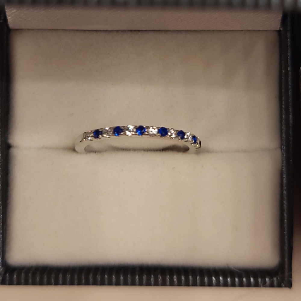 Sapphire CZ White Gold Half Eternity Ring